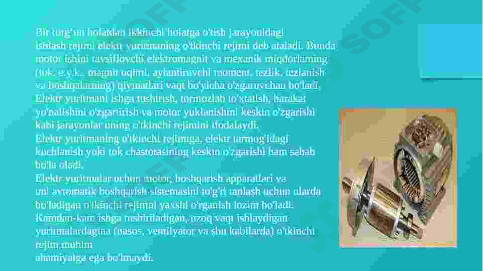 Elektr yuritmada boshqarishning sifat ko`rsatkichlari. Asinxron dvigatelni tezligini rostlash 2