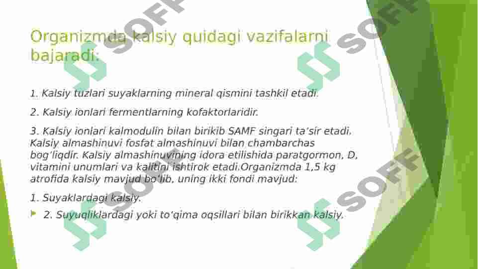 KALSIY VA FOSFOR ALMASHINUVI PATALOGIYALARI 2