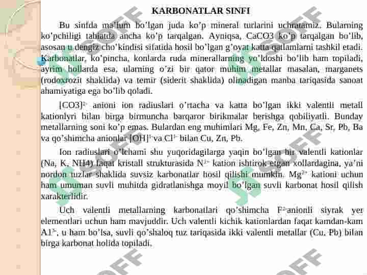 KARBONATLAR SINFI MINERALLARINI 2