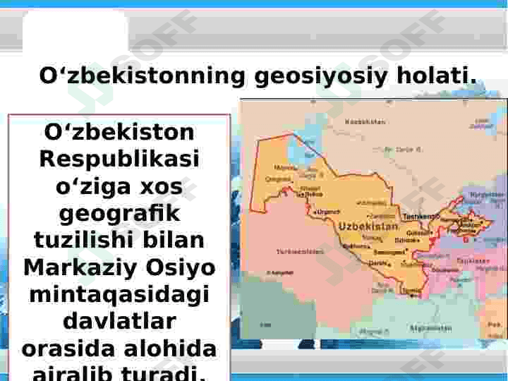O‘zbekiston Respublikasi tashqi siyosiy faoliyatining shakllanishi va uning ustuvor yo‘nalishlari 2