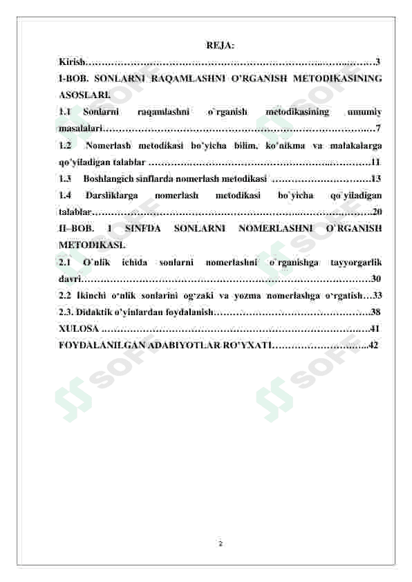 IKKINCHI O’NLIK SONLARNI OG’ZAKI VA YOZMA NOMERLASHNI O’GATISH METOTLARI kurs ishi 2