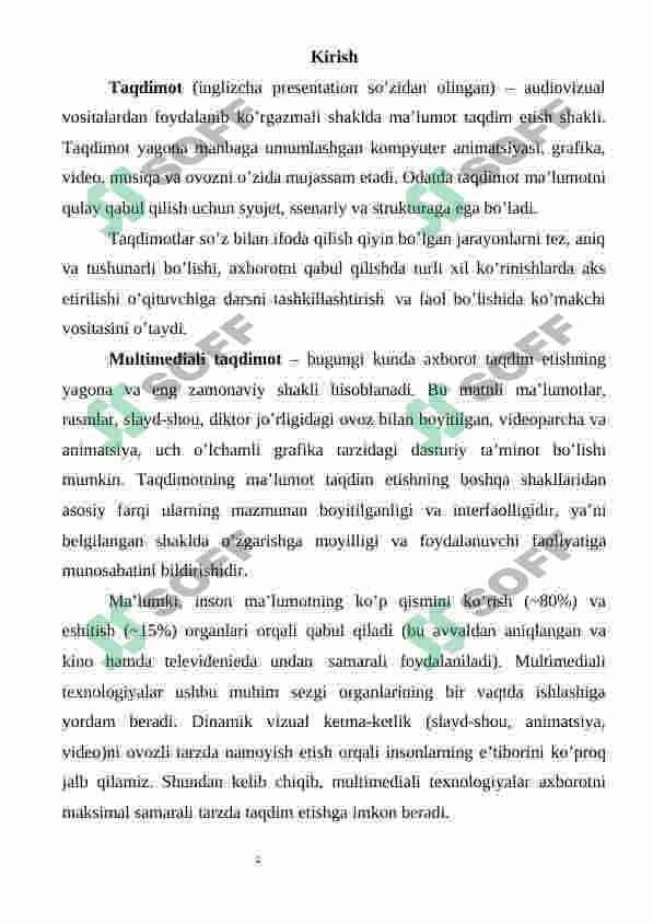 Taqdimot yaratishning zamonaviy usullari 2