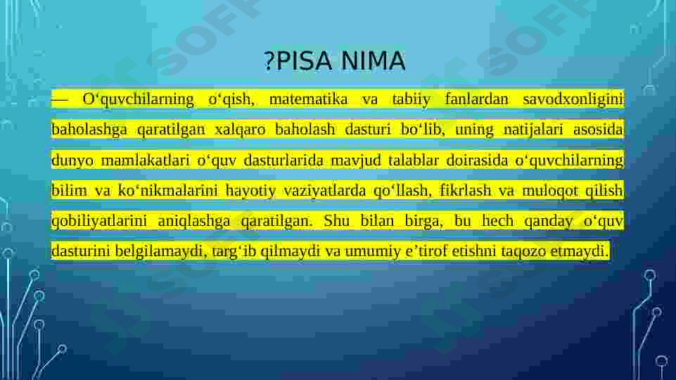 PISA va TIMSS xalqaro baholash tizimlari 2