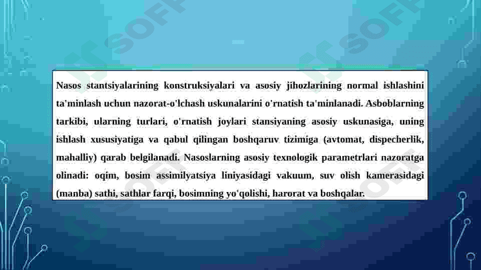 Nasos stansiyalarining nazorat –oʻlchov apparaturasi 2