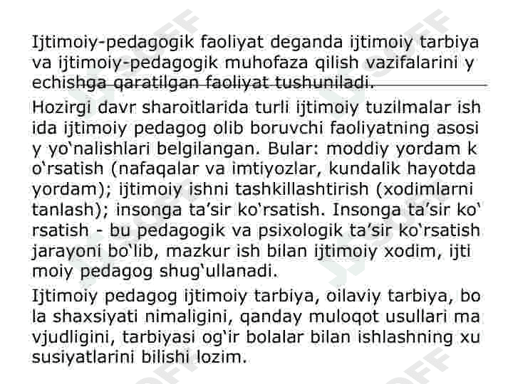 Ijtimoiy pedagogik faoliyat. Oila bilan olib boriladigan ijtimoiy -pedagogik faoliyat. 2