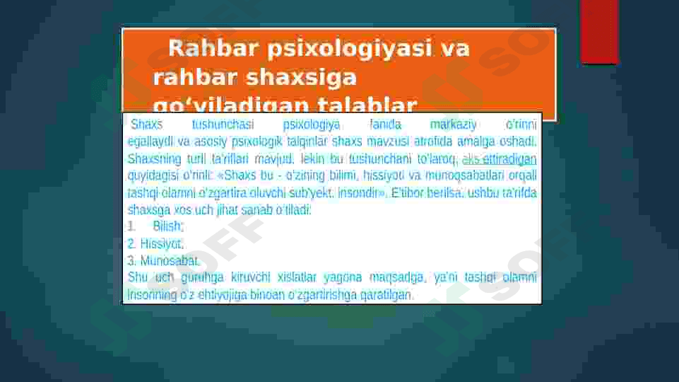 Rahbar shaxsi psixologiyasi.rahbar faoliyatining psixologik xusuiyatlar 2