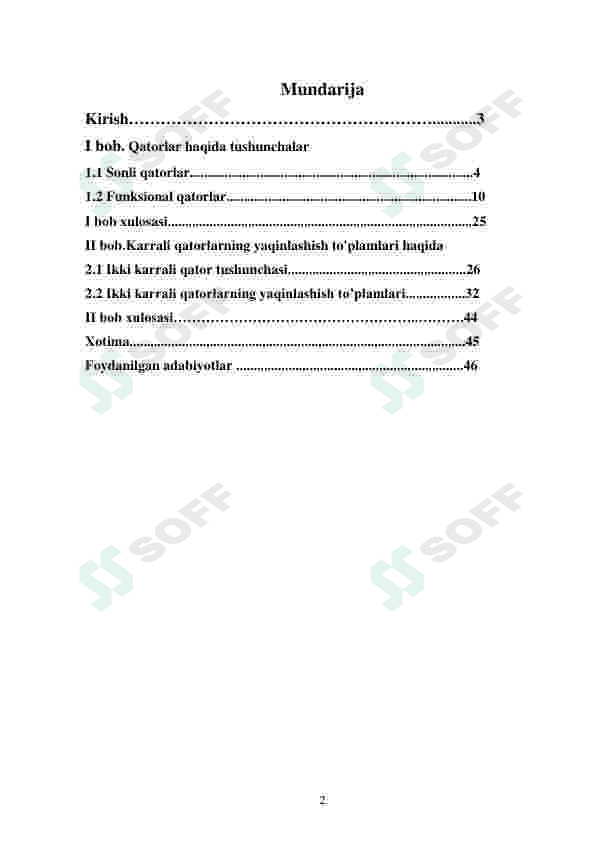 IKKI KARRALI QATORLARNING YAQINLASHISH TUSHUNCHASI. 2