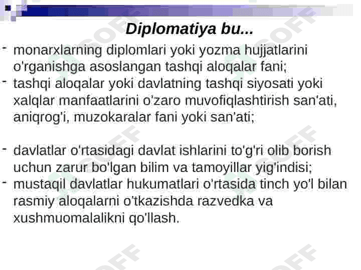 Diplomatiya. Maxsus tarix fanlari 2