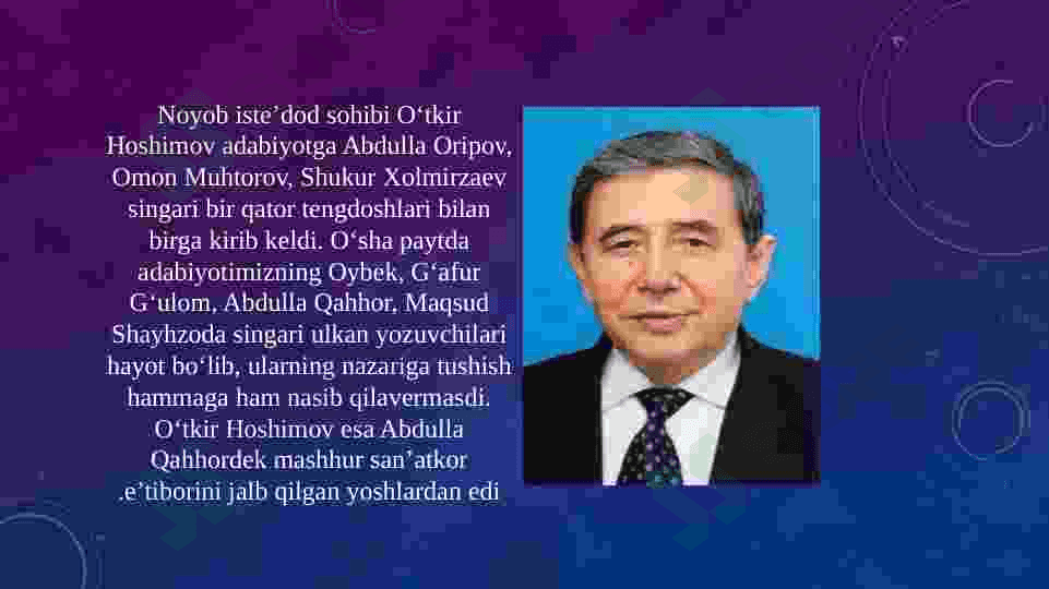 O’tkir Hoshimov hayoti va ijodi. “Dunyoning ishlari” qissasi 2