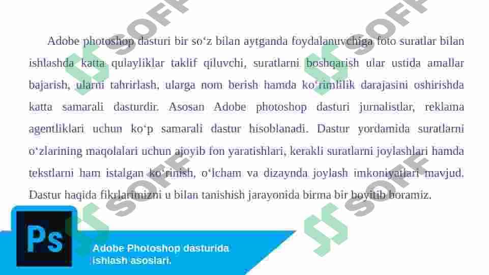 Adobe photoshop dasturi va uning imkoniyatlari 2