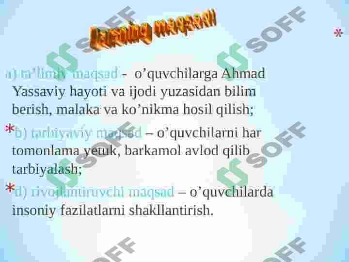 Ahmad Yassaviy hayoti va ijodi 2