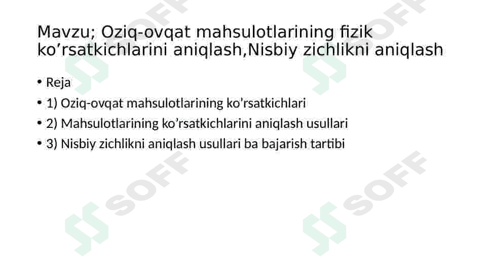 Oziq-ovqat mahsulotlarining fizik ko’rsatkichlarini aniqlash,Nisbiy zichlikni aniqlash 2
