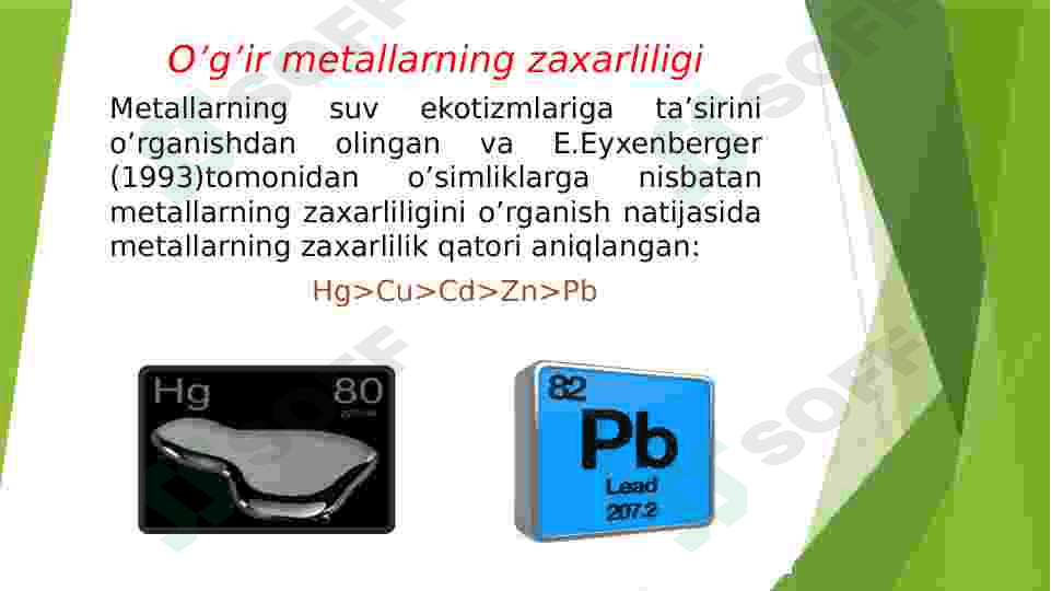 Kadmiy qoʻrgʻoshin Simob metallarnining zaharliligi . 2