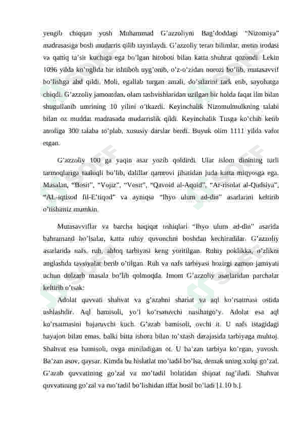 IMOM G’AZZOLIY ASARLARIDA XULQ TARBIYASI MASALASI 2