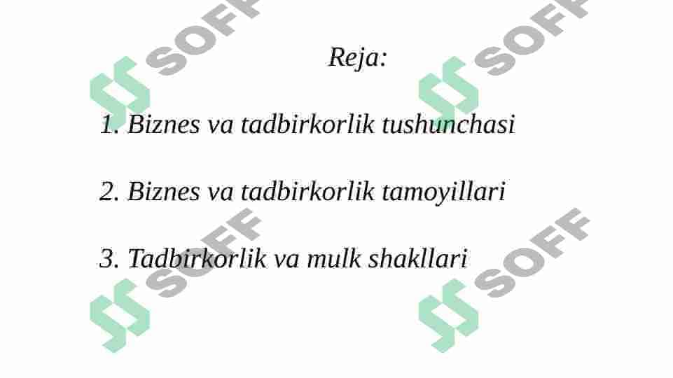 Menejment tizimida tadbirkorlik faoliyati va biznes 2