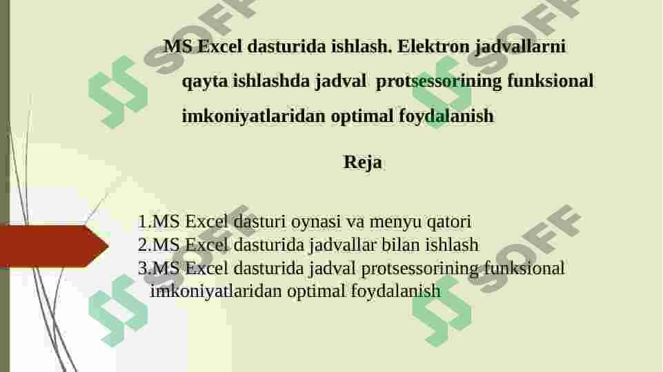 MS EXCEL DASTURI FUNKSIYALARI VA UNDA ISHLASH 2