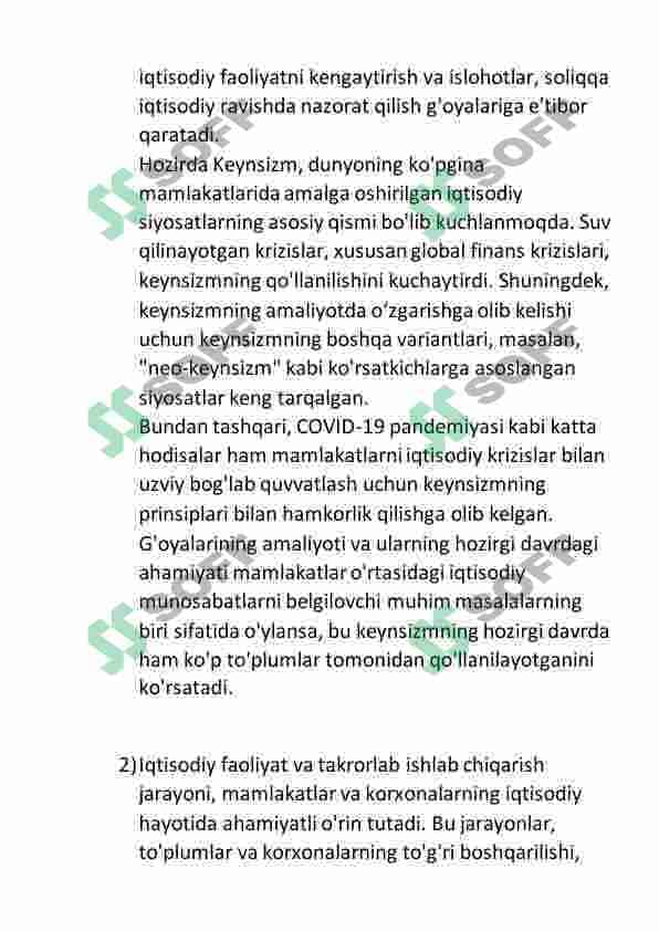 Iqtisodiyot fakulteti uchun savollar javobi bilan 2