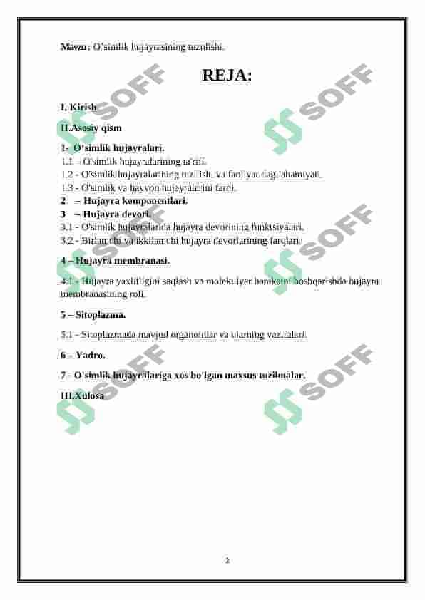 O’simlik hujayrasining tuzulishi 2