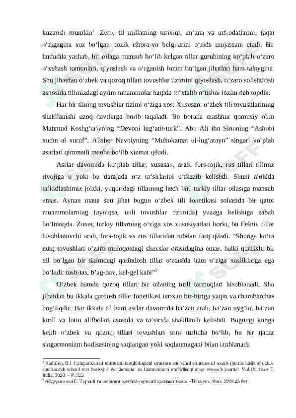 O'zbek va qozoq tillari fonetik xususiyatlari haqida ayrim mulohazalar 2