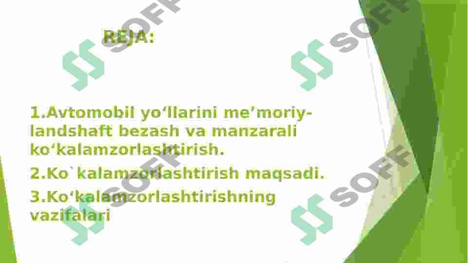 Yo’llarni ko’kalamzorlashtirish texnologiyalari va ularni tashkil qilish 2