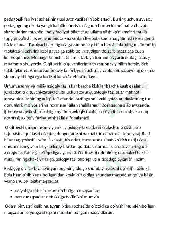 Pedagogikaga qo'yiladigan talablar 2