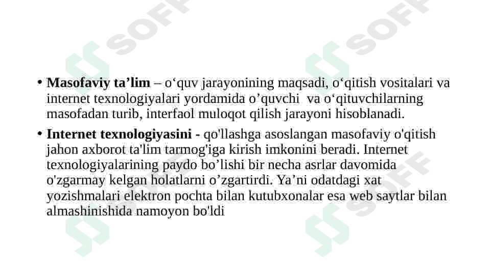 Masofaviy  ta’lim 2
