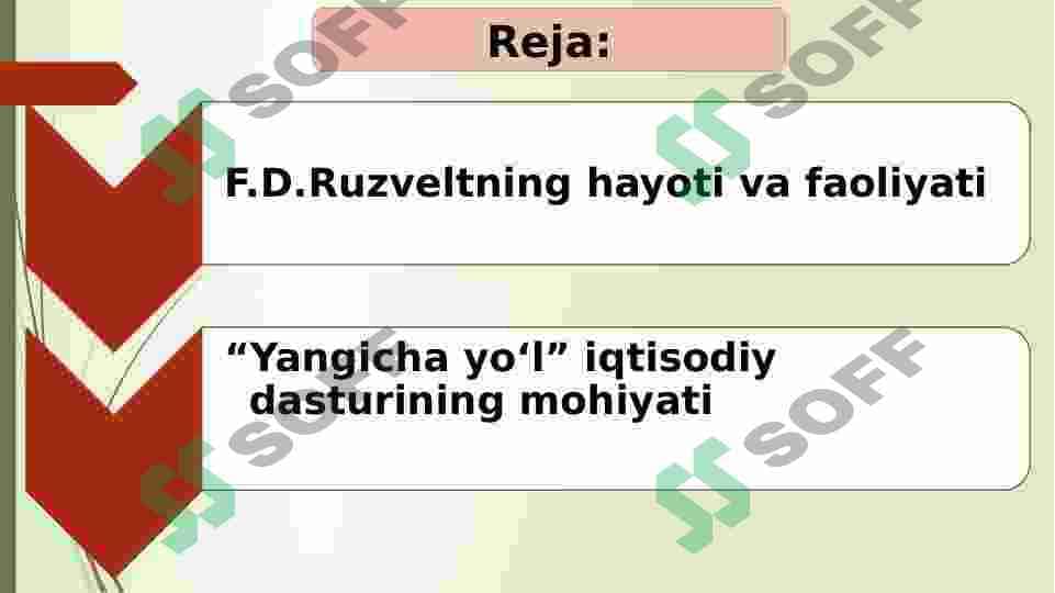 AQSH Franklin Ruzvelt davrida Yangicha yo'l siyosati 2