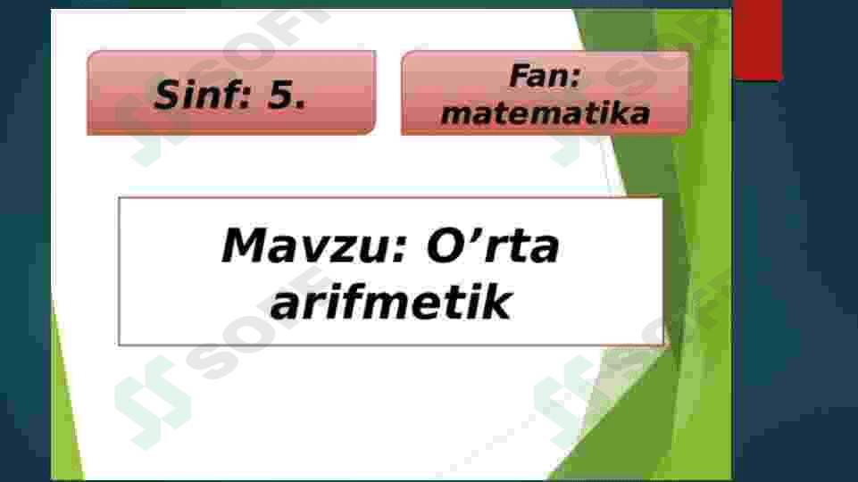 Moda,Mediana va sonning o'rta arifmetikini topish 2