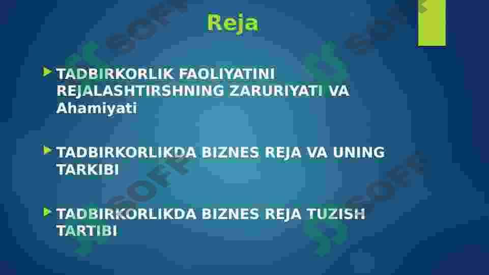 Korxona faoliyatida biznesni  rejalashtirish 2