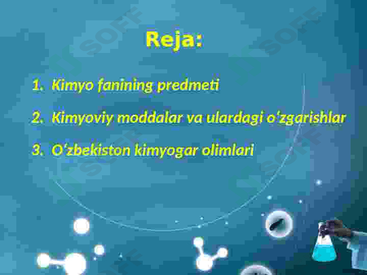 Kimyo fani va uning vazifalari fan sifatida rivojlanish tarixi 2