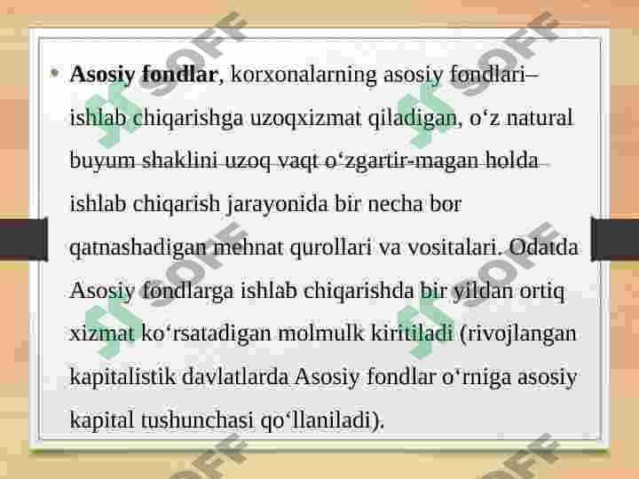 Asosiy ishlab chiqarish fondlaridan foydalanish ko’rsatkichlari 2