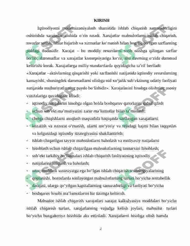 Ishlab chiqarish xarajatlarining alernativ variantlari va ular tanlovining nazariy hamda amaliy jihatlari. 2
