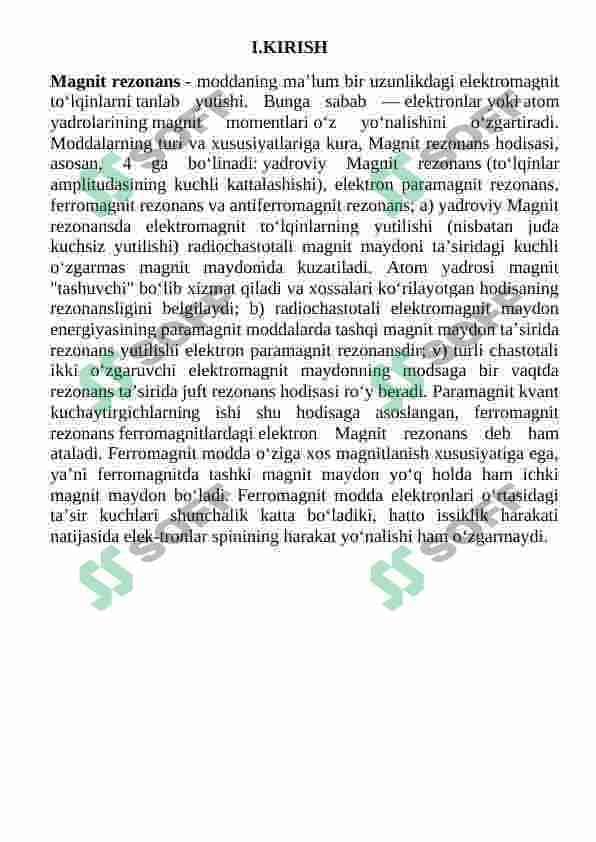 Yadro magnit rezonansi asoslari va dori vositalari tahlilida qo‘llanilishi 2