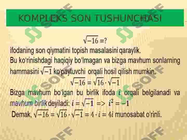 Kompleks sonlar va ular ustida bajariladigan amallar 2