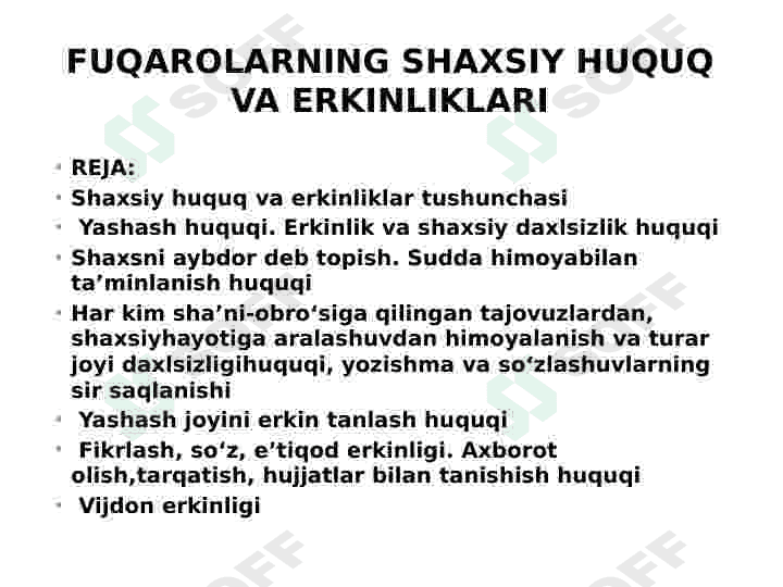 fuqarolarning shaxsiy huquq va erkinliklari 2