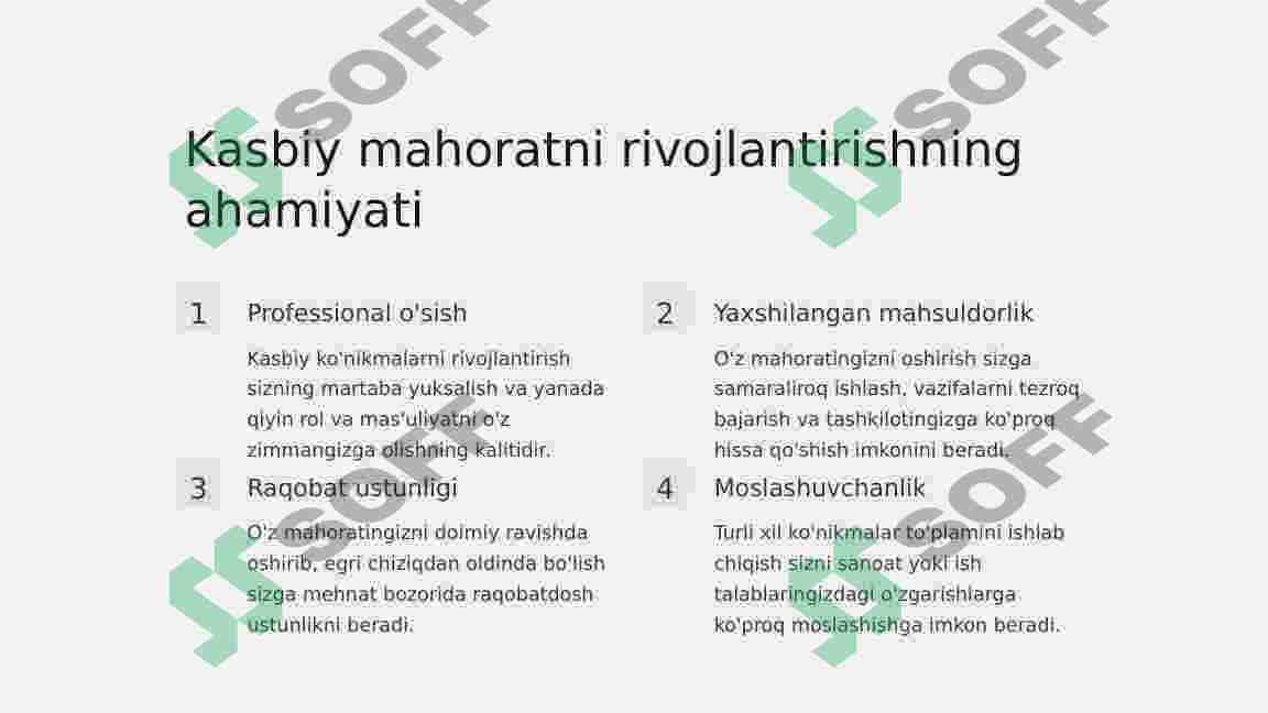 Kasbiy mahorat va uni rivojlantirish omillari 2