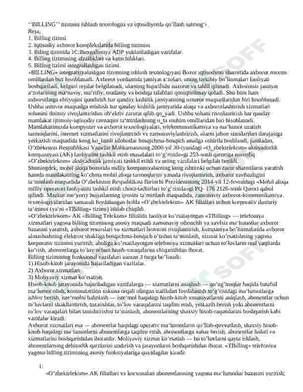Billing tizimi haqida 2