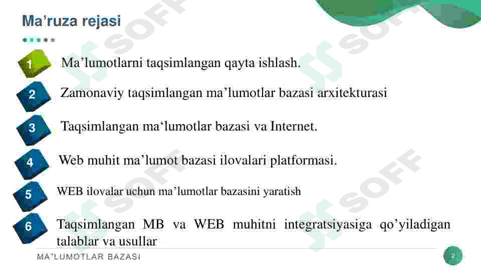Taqsimlangan ma‘lumotlar bazasi va Internet. 2