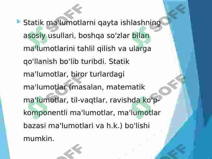 R dasturida statik ma'lumotlarni qayta ishlashning asosiy usullari 2