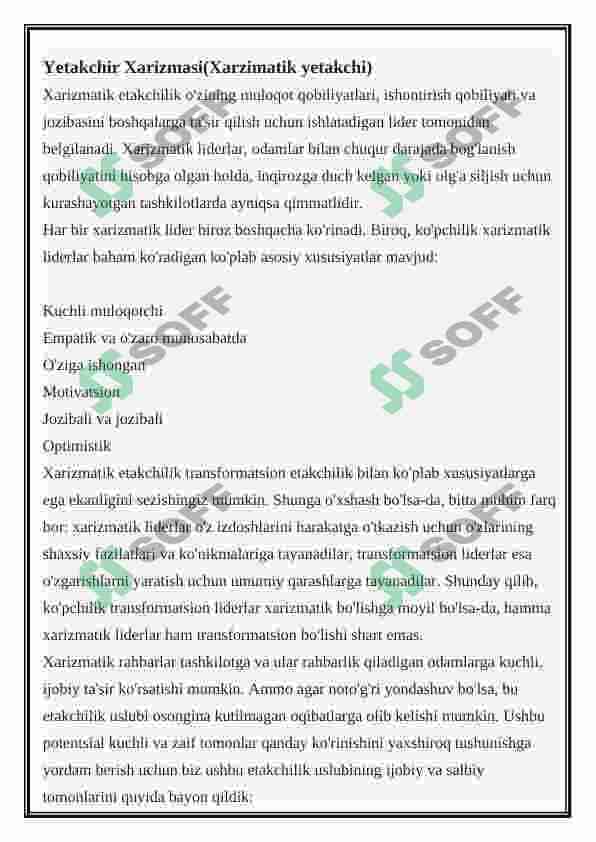 Yetakchilikning shaxsiy xislatlari va ularni rivojlantirish 2