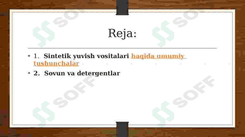 Sintetik yuvish vositalari. Sovun va detergentlar . 2