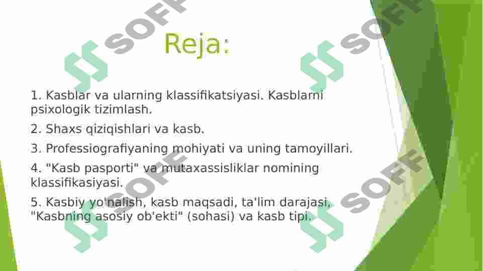 Kasblarning psixologik klassifikatsiyasi 2