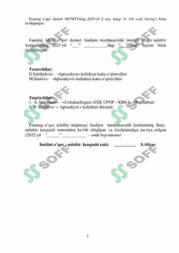 Institutsional Iqtisodiyot oʻquv-uslubiy majmua 2