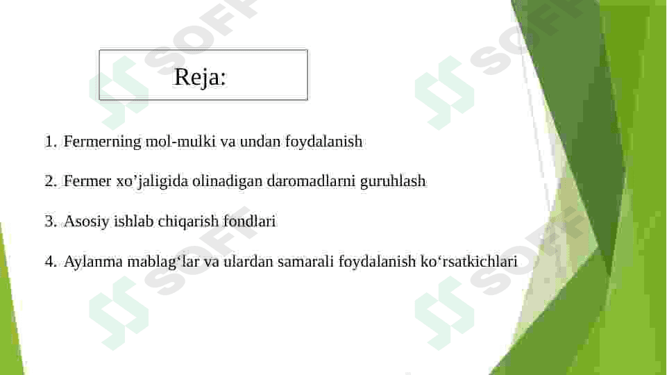 Fermer xo’jaliklarida aylanma mablag’lardan foydalanish samaradorligini oshirish yo’llari 2