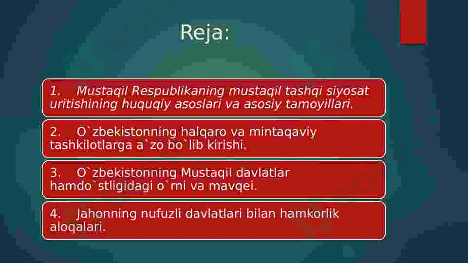 O’zbekiston va Jahon hamjamiyati 2