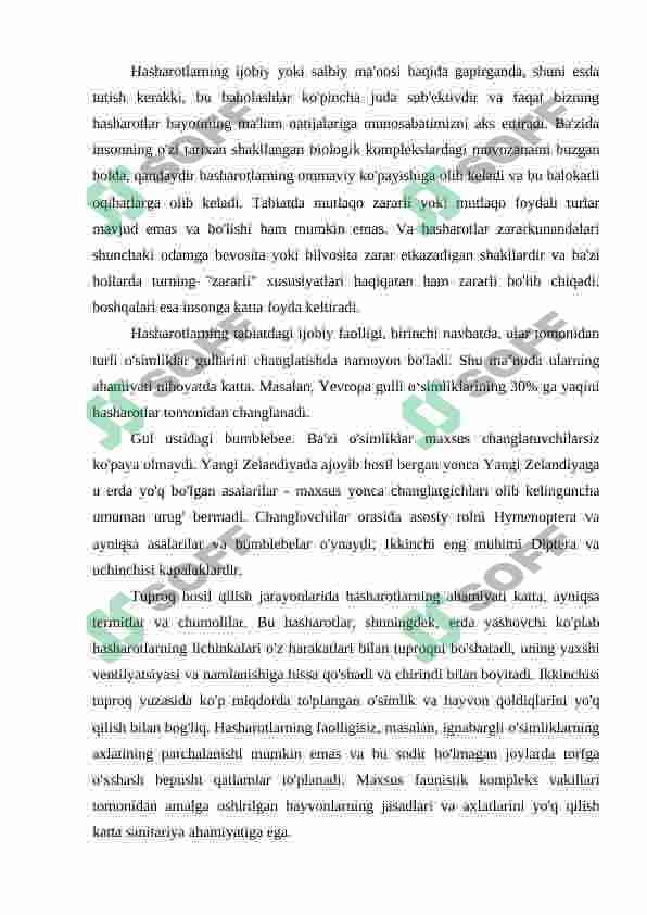HASHAROTLARNING MEDITSINA VA VETERINARIYADAGI AHAMIYATI 2