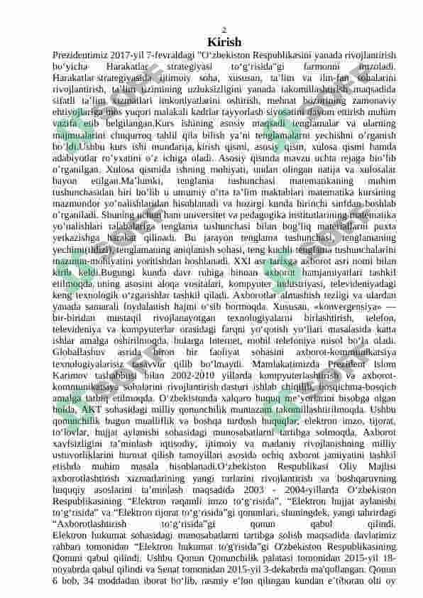 Gauss kvadratur formulalari. 2