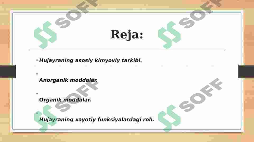 Hujayraning kimyoviy tarkibi,undagi asosi moddalar va moddalar almashinuvidagi ahamyati 2