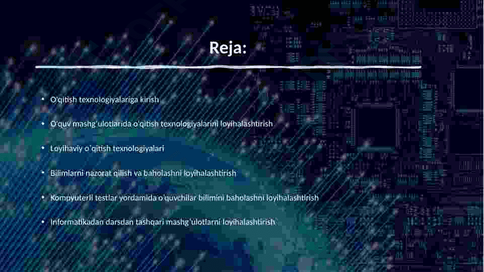 Informatika fanlarining mazmunini loyihalashtirish 2