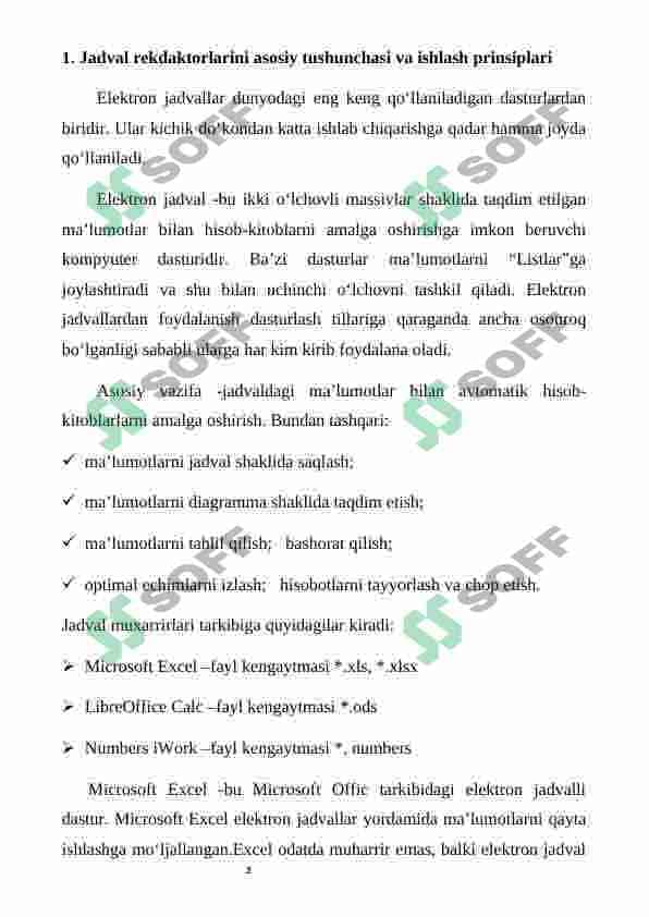 Iqtisodiy axborotlarni matn redaktori vositalaridan foydalangan holda qayta ishlash dasturlari. 2